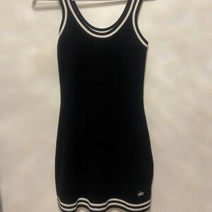 ALO Yoga Tennis Women's Black Knit Sweater Dress
